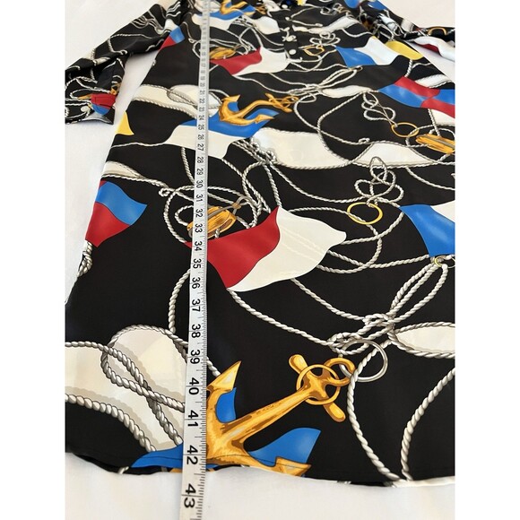 Ralph Lauren Black Nautical Rope Print Silk Shirt Dress Size 10 EUC - Picture 8 of 8